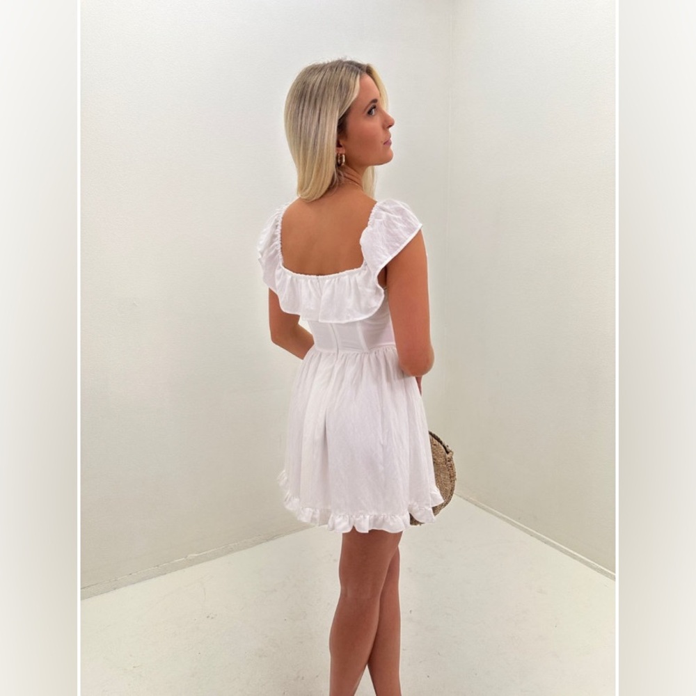 Francesca's Collections White Ruffle Mini Dress - Picture 2 of 2